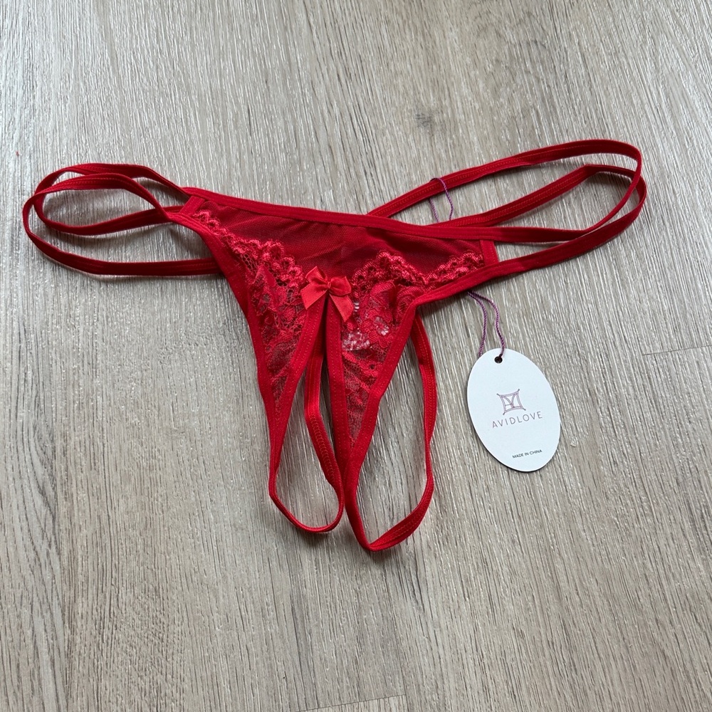 Avidlove Women's Red Lace Strappy Panty